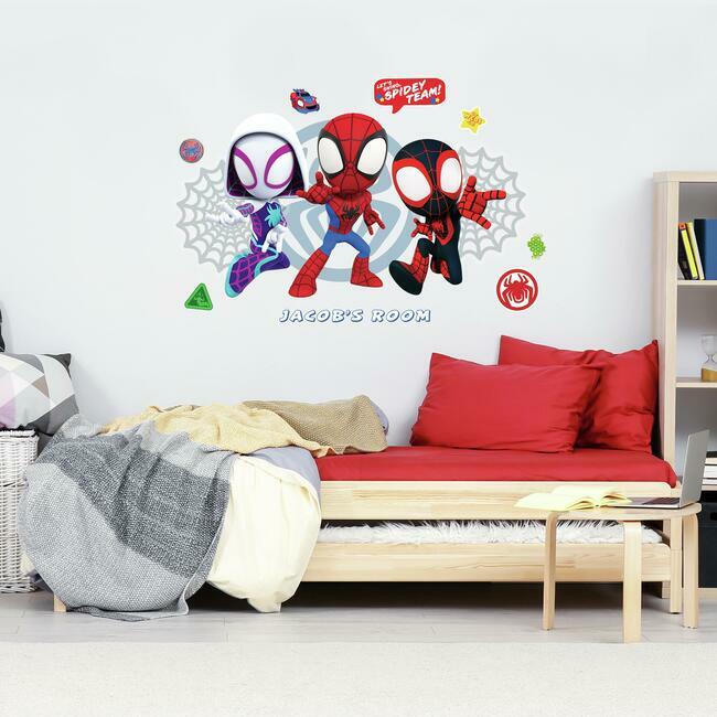 Spidey And His Amazing Friends Headboard Peel And Stick Giant Wall Decal with Alphabet Wall Decals RoomMates   