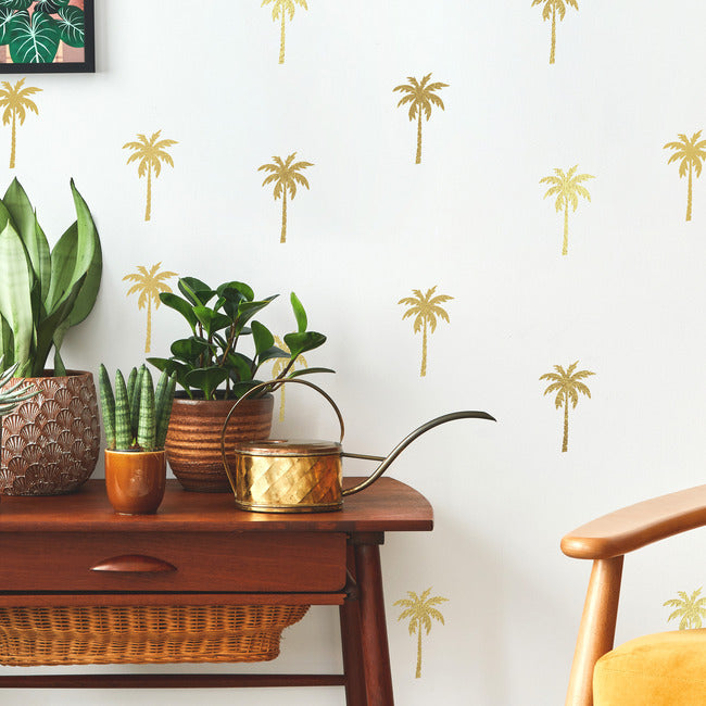 Gold Foil Palm Tree Peel And Stick Wall Decals Wall Decals RoomMates   