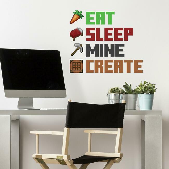 Minecraft Eat Sleep Mine Create Peel And Stick Wall Decals Wall Decals RoomMates   