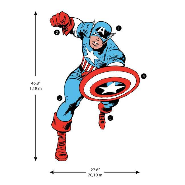 Marvel Classic Captain America Comic Peel and Stick Giant Wall Decal Wall Decals RoomMates   
