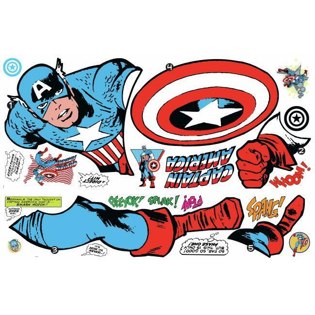 Marvel Classic Captain America Comic Peel and Stick Giant Wall Decal Wall Decals RoomMates   