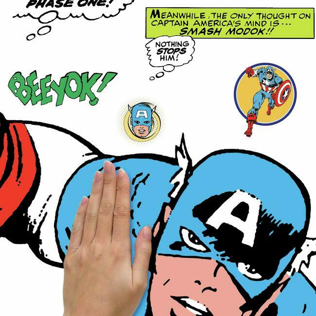 Marvel Classic Captain America Comic Peel and Stick Giant Wall Decal Wall Decals RoomMates   