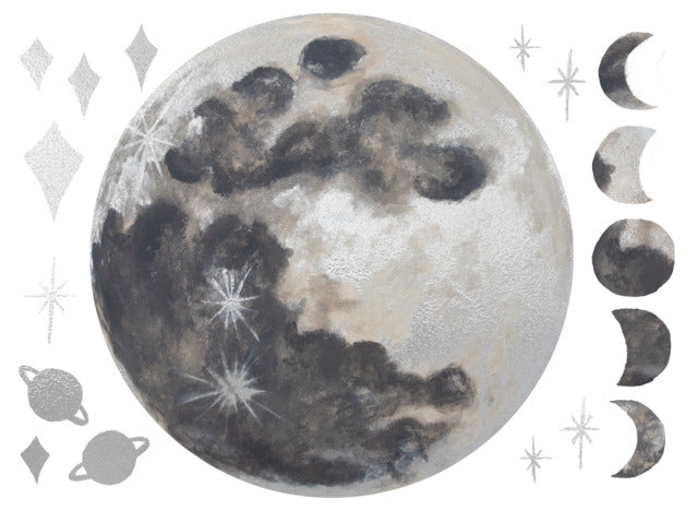 Mr. Kate Moon Peel And Stick Wall Decal With Metallic Silver Ink Wall Decals RoomMates   