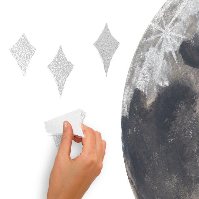 Mr. Kate Moon Peel And Stick Wall Decal With Metallic Silver Ink Wall Decals RoomMates   