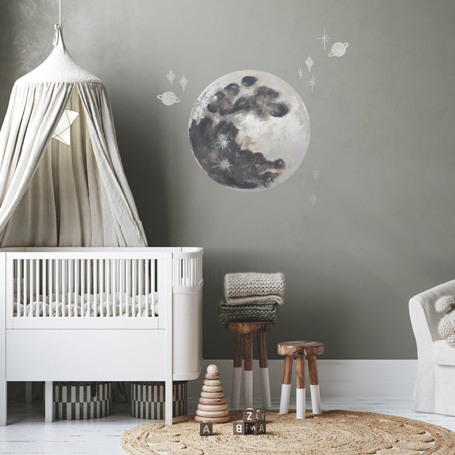 Mr. Kate Moon Peel And Stick Wall Decal With Metallic Silver Ink Wall Decals RoomMates   