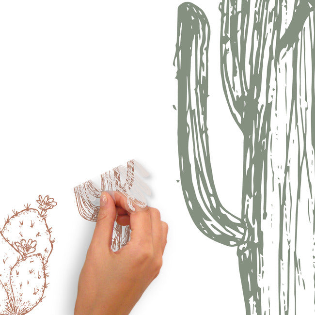 Mr. Kate Hand-Drawn Cactus Peel And Stick Wall Decals Wall Decals RoomMates   