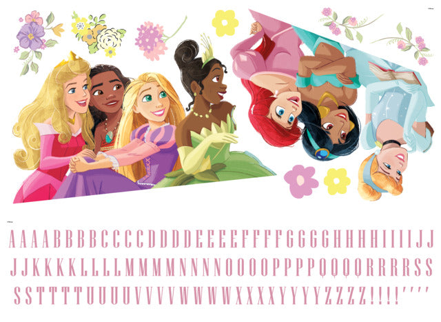Disney Princesses Peel and Stick Giant Wall Decal with Alphabet Wall Decals RoomMates   
