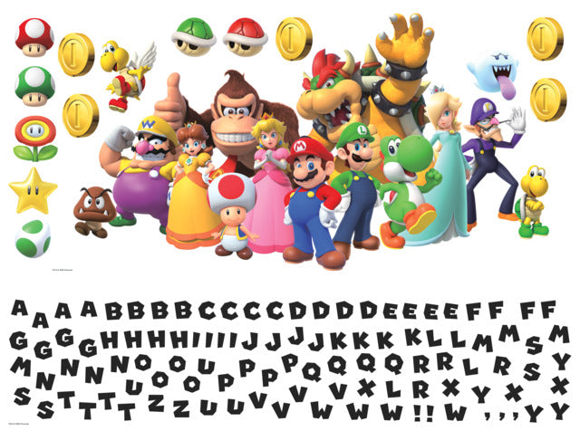 Super Mario™ Giant Peel & Stick Wall Decal With Alphabet Wall Decals RoomMates   