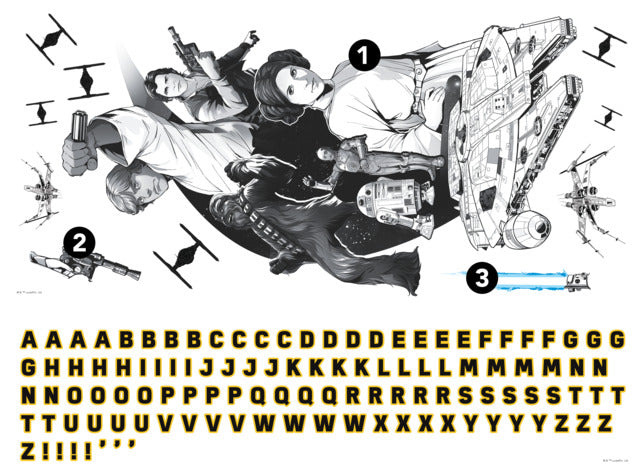 Classic Star Wars Peel And Stick Giant Wall Decal with Alphabet Wall Decals RoomMates   