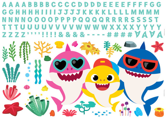 Baby Shark Peel And Stick Giant Wall Decals With Alphabet Wall Decals RoomMates   