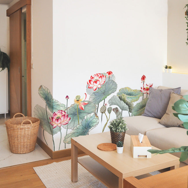 Lotus Garden XL Peel and Stick Giant Wall Decal Wall Decals RoomMates   