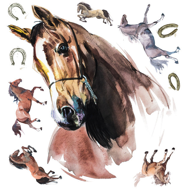 Watercolor Wild Horses Peel And Stick Giant Wall Decals Wall Decals RoomMates   