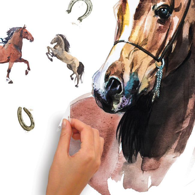 Watercolor Wild Horses Peel And Stick Giant Wall Decals Wall Decals RoomMates   