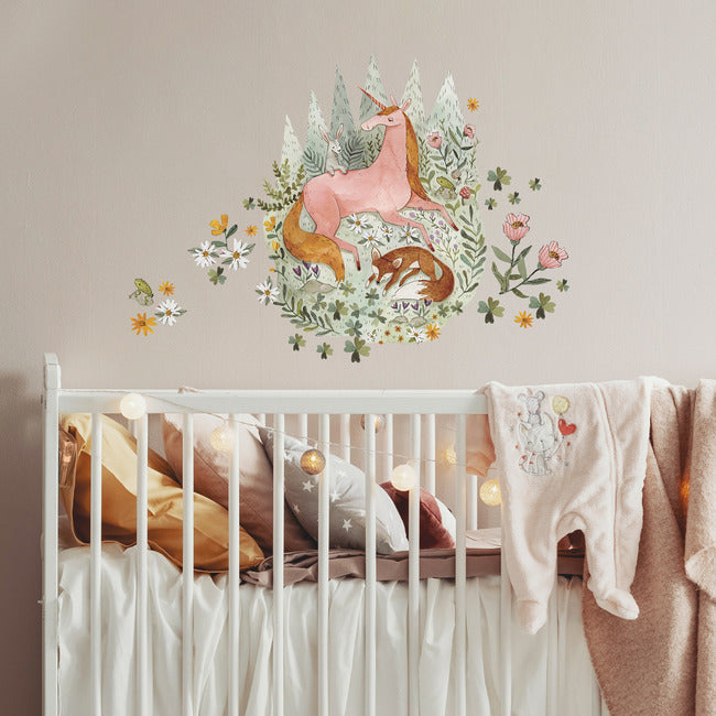 Woodland Magic Unicorn and Fox Peel and Stick Giant Wall Decals Wall Decals RoomMates   