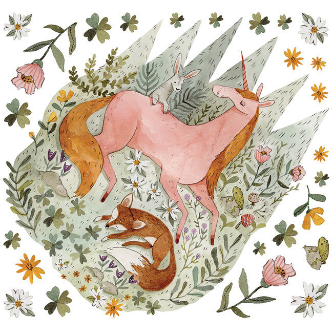 Woodland Magic Unicorn and Fox Peel and Stick Giant Wall Decals Wall Decals RoomMates   