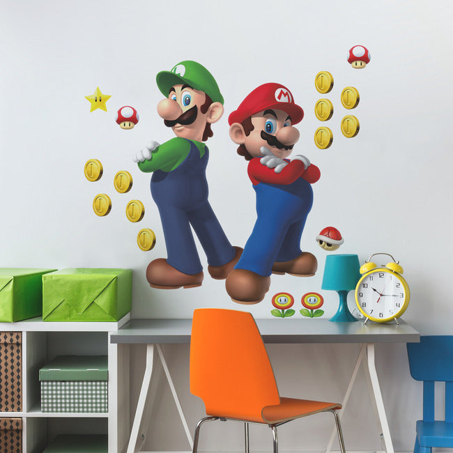 Super Mario Luigi And Mario Giant Peel & Stick Wall Decals Wall Decals RoomMates   