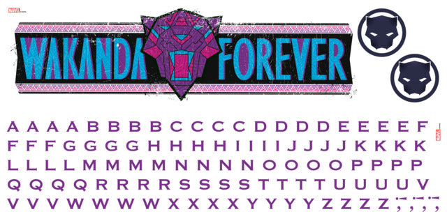 Wakanda Forever Peel & Stick Wall Decals W/ Alphabet Wall Decals RoomMates   
