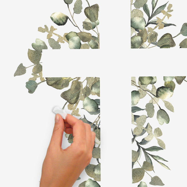 Watercolor Floral Cross Giant Peel & Stick Wall Decals Wall Decals RoomMates   
