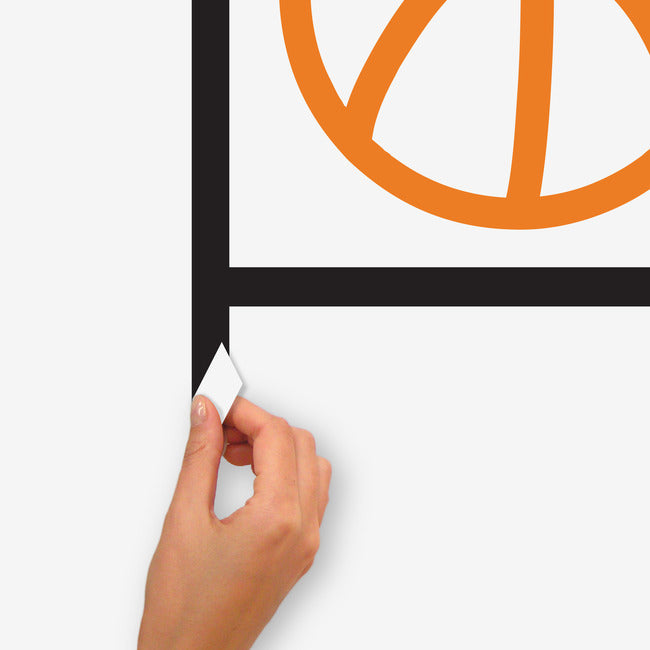 Basketball Court XL Giant Peel & Stick Wall Decals With Glow Orange Wall Decals RoomMates   
