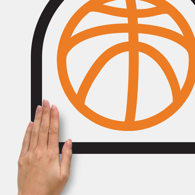 Basketball Court XL Giant Peel & Stick Wall Decals With Glow Orange Wall Decals RoomMates   
