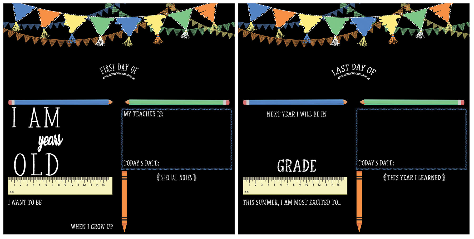 First/Last Day of School Banner Chalkboard Chalkboard RoomMates   