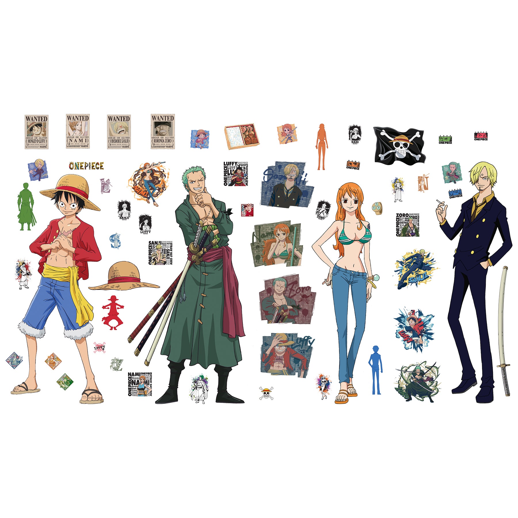 One Piece Anime Straw Hat Crew Peel and Stick Wall Decals Wall Decals RoomMates Default Title  