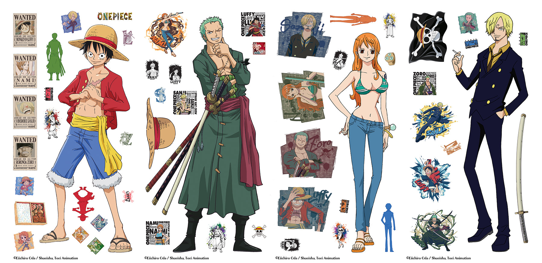 One Piece Anime Straw Hat Crew Peel and Stick Wall Decals Wall Decals RoomMates   