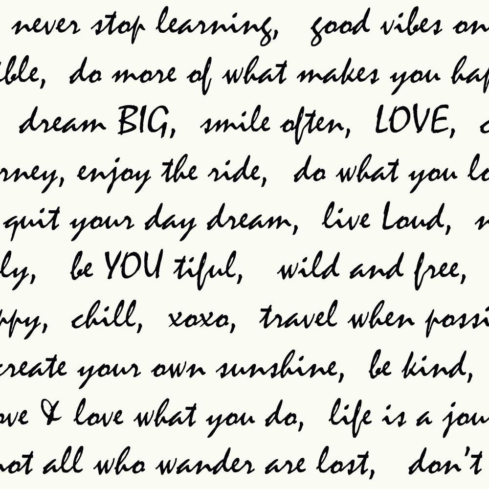 Dream Big Script Peel and Stick Wallpaper Peel and Stick Wallpaper RoomMates Roll Black 