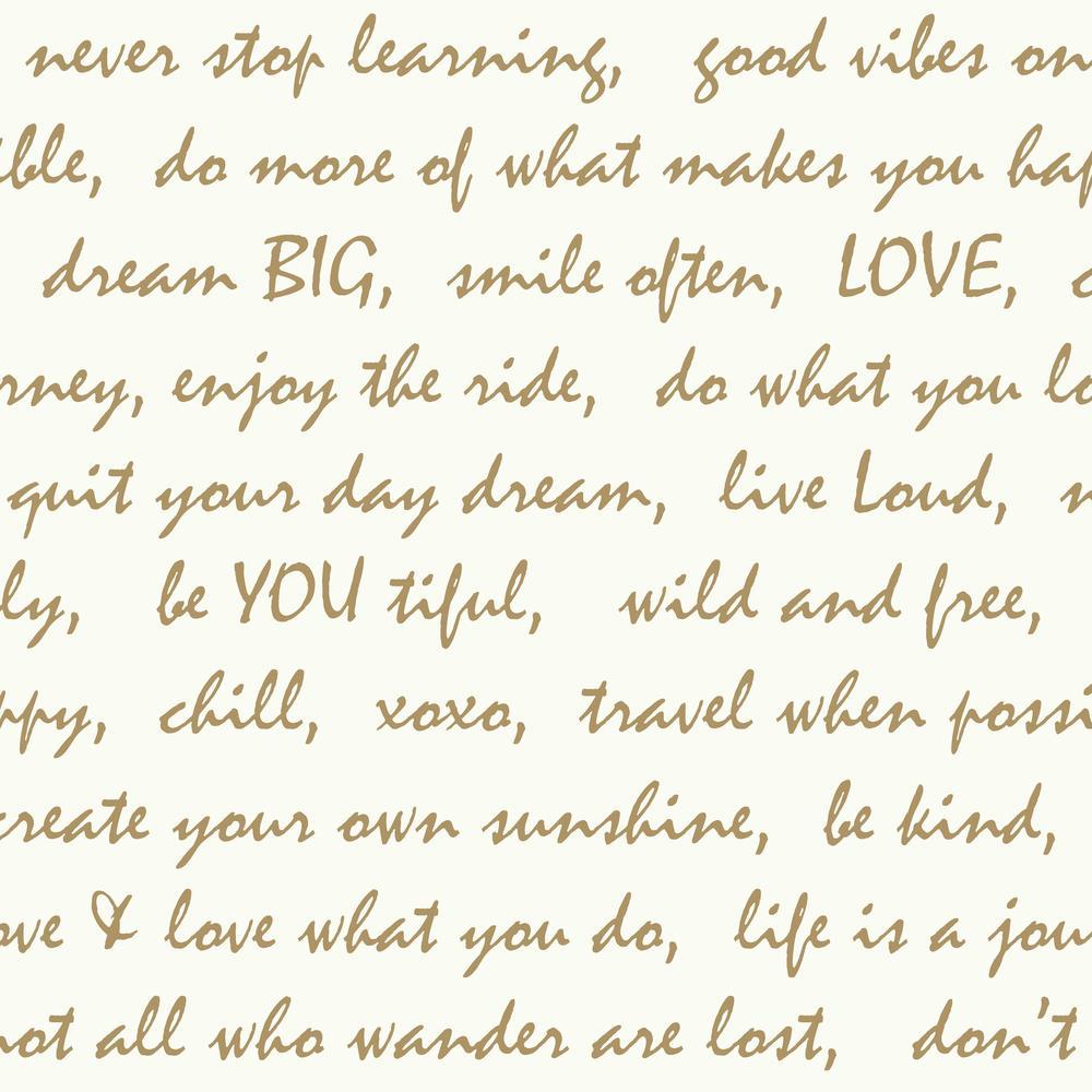 Dream Big Script Peel and Stick Wallpaper Peel and Stick Wallpaper RoomMates Roll Gold 