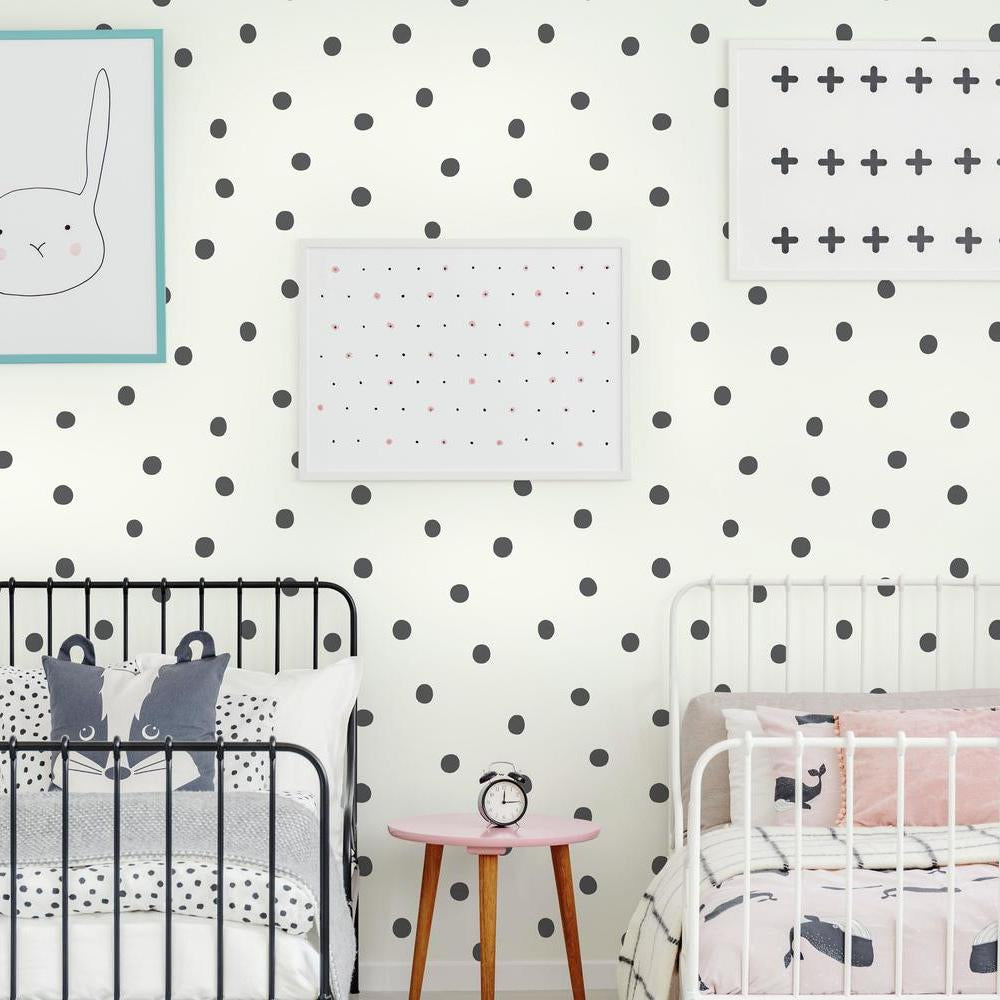 Black Dots Peel and Stick Wallpaper Peel and Stick Wallpaper RoomMates   