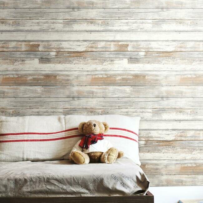 Distressed Wood Peel and Stick Wallpaper Peel and Stick Wallpaper RoomMates   