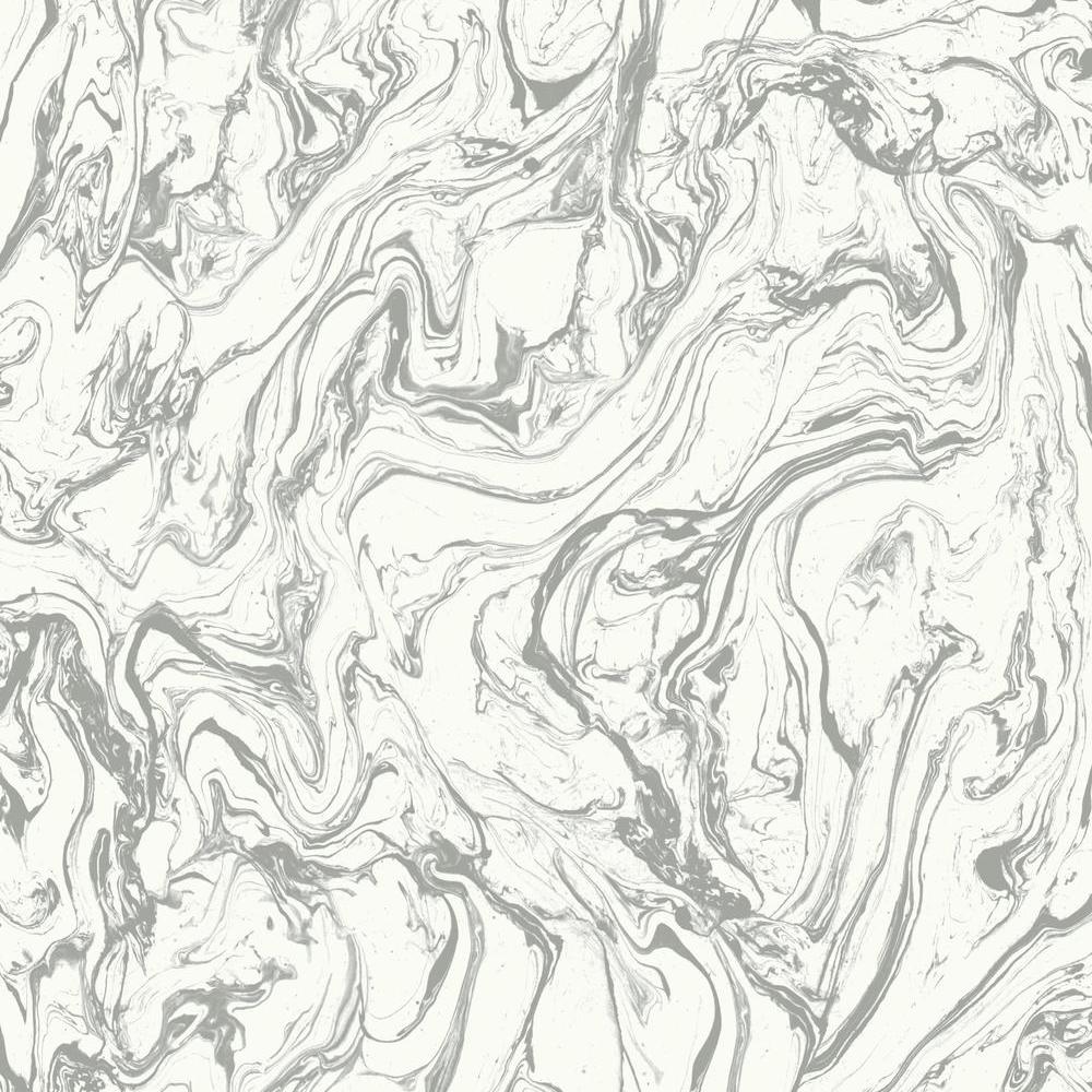 Marble Peel and Stick Wallpaper Peel and Stick Wallpaper RoomMates Roll Silver 