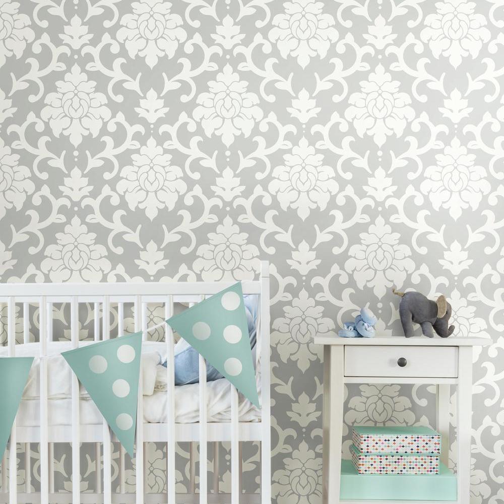 Damask Peel & Stick Wallpaper Peel and Stick Wallpaper RoomMates   