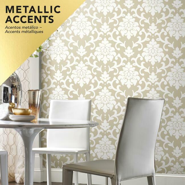 Damask Peel & Stick Wallpaper Peel and Stick Wallpaper RoomMates   