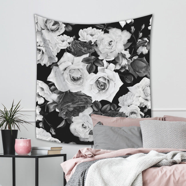 Black And White Floral Tapestry Tapestry RoomMates   