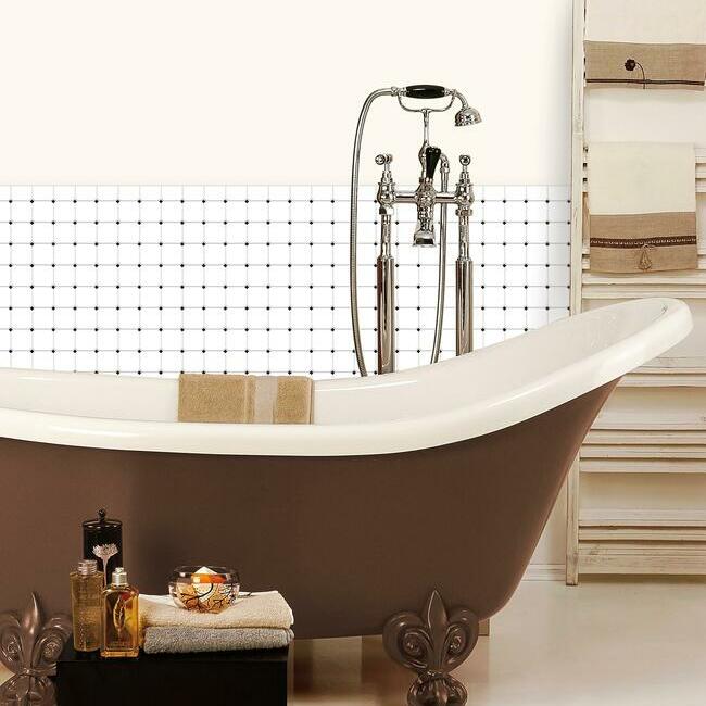 Black and White Diamond Tile Peel and Stick Backsplash Peel and Stick Backsplash RoomMates   