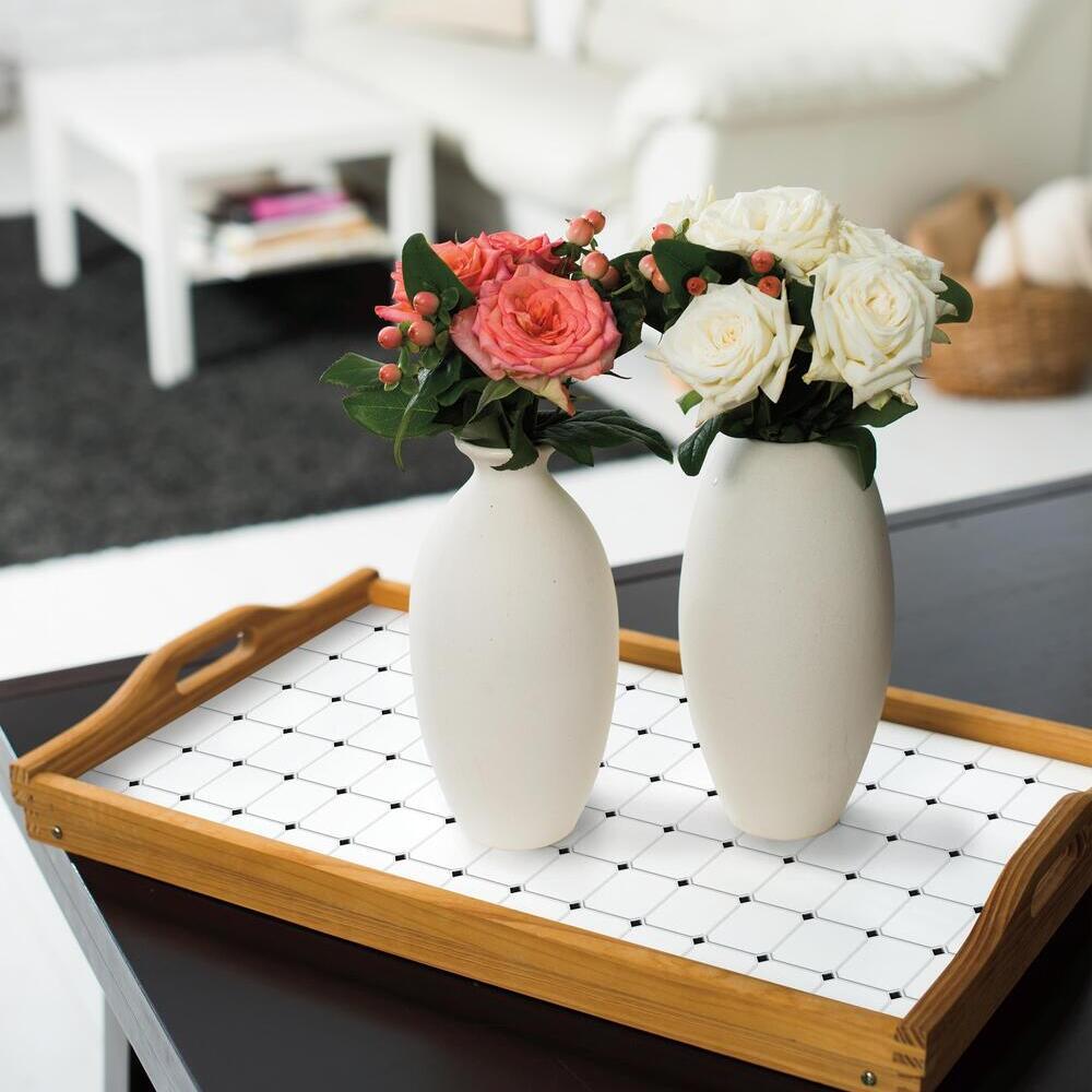 Black and White Diamond Tile Peel and Stick Backsplash Peel and Stick Backsplash RoomMates   