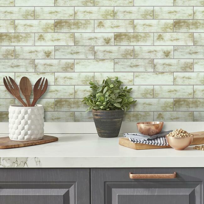 Distressed Wood Tile Peel and Stick Backsplashes Peel and Stick Backsplash RoomMates   