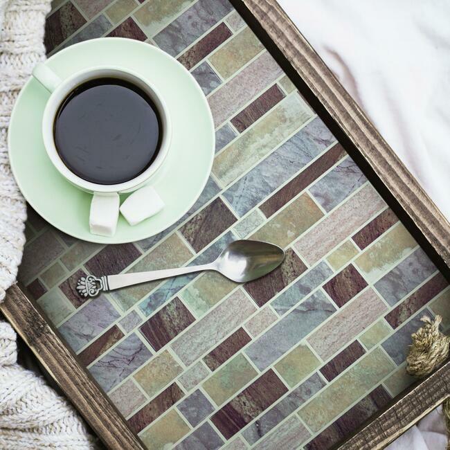 Blue Long Stone Tile Peel and Stick Backsplash Peel and Stick Backsplash RoomMates   