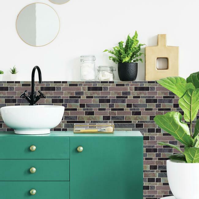 Modern Long Stone Tile Peel and Stick Backsplash Peel and Stick Backsplash RoomMates   