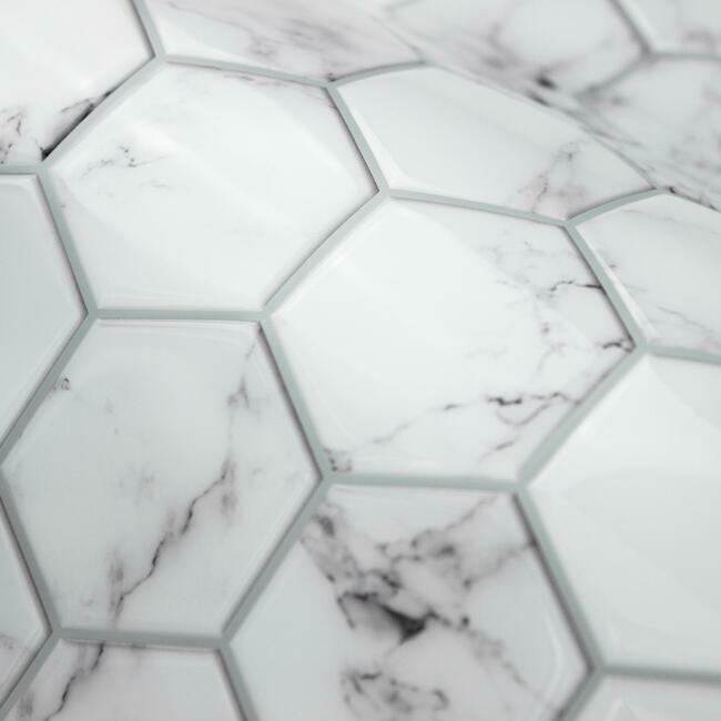 Carrara Marble Hexagon Peel and Stick Backsplash Peel and Stick Backsplash RoomMates   