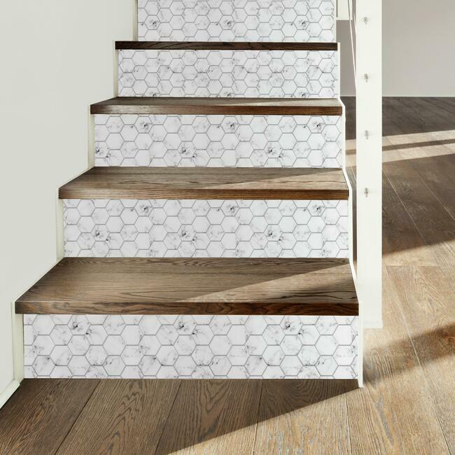 Carrara Marble Hexagon Peel and Stick Backsplash Peel and Stick Backsplash RoomMates   