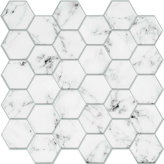 Carrara Marble Hexagon Peel and Stick Backsplash Peel and Stick Backsplash RoomMates   
