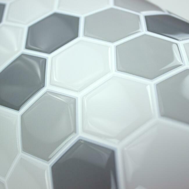 Gray Hexagon Tile Peel and Stick Backsplash Peel and Stick Backsplash RoomMates   