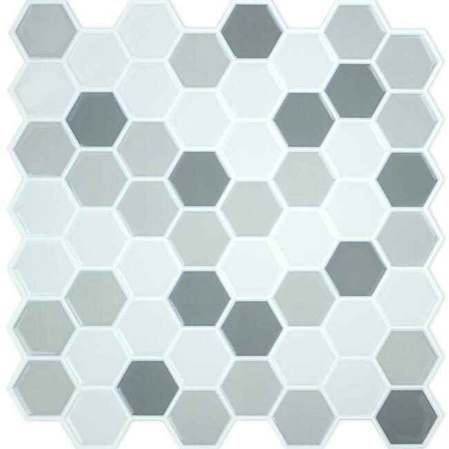 Gray Hexagon Tile Peel and Stick Backsplash Peel and Stick Backsplash RoomMates   