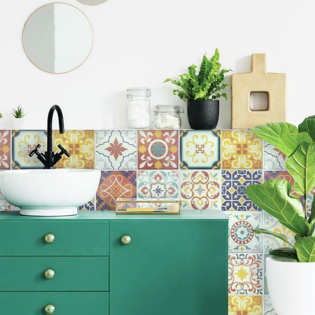 Spanish Terracotta Tile Peel and Stick Backsplash Peel and Stick Backsplash RoomMates   