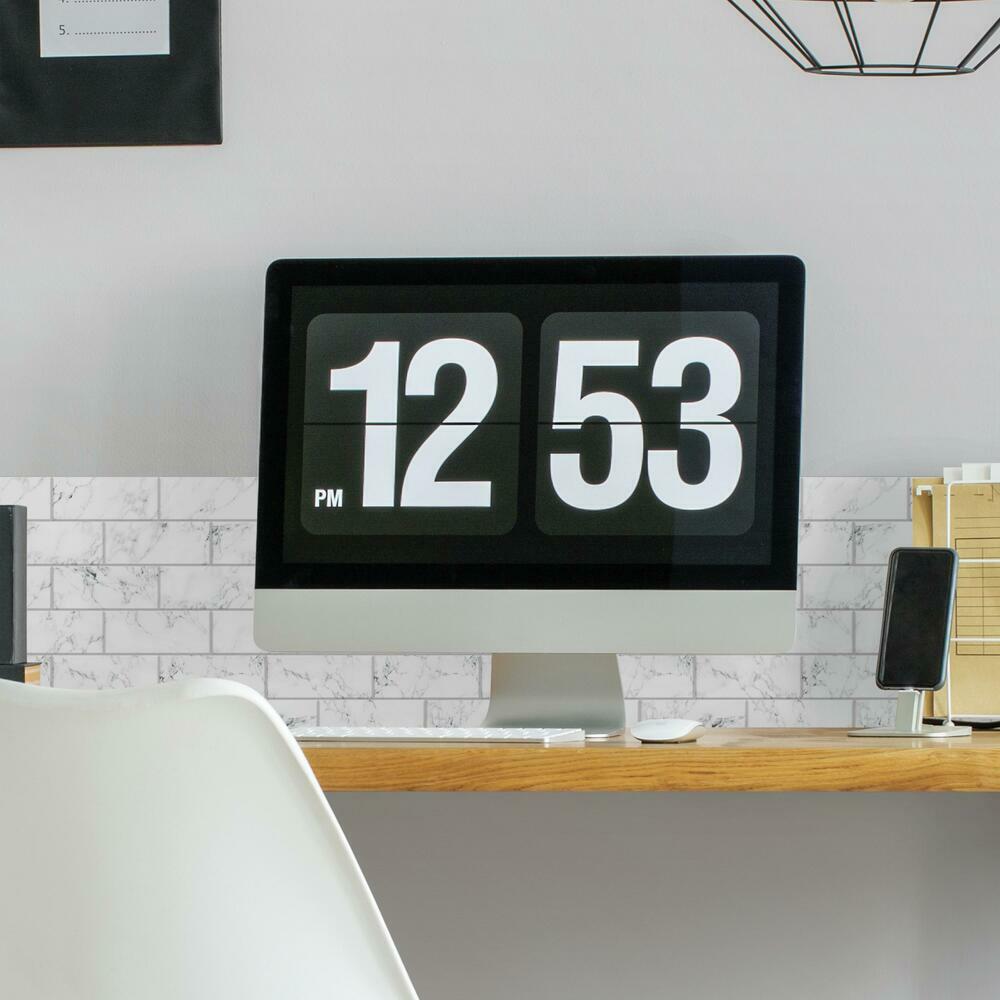 Carrara Marble Subway Peel and Stick Backsplash Peel and Stick Backsplash RoomMates   