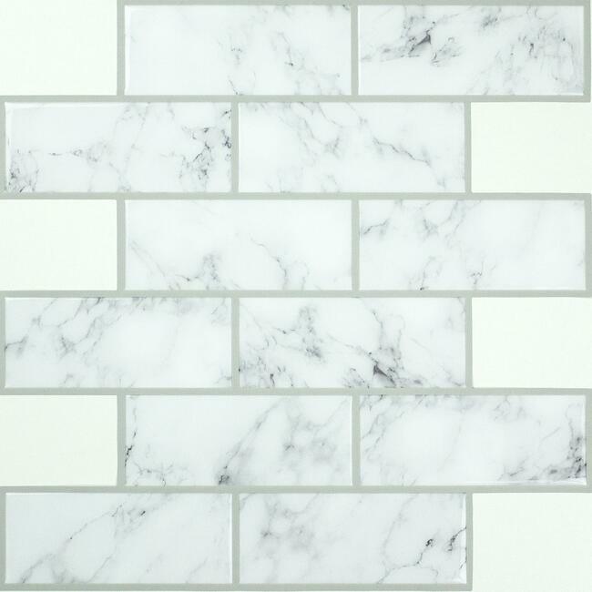 Carrara Marble Subway Peel and Stick Backsplash Peel and Stick Backsplash RoomMates   