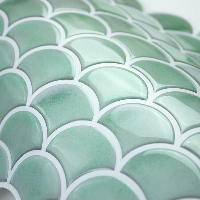 Aqua Scallop Peel and Stick Backsplash Peel and Stick Backsplash RoomMates   