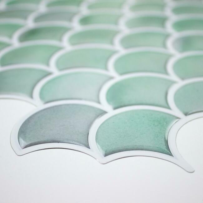 Aqua Scallop Peel and Stick Backsplash Peel and Stick Backsplash RoomMates   